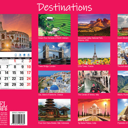 Destinations 2026 Rectangle Wall Calendar