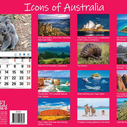 Icons Of Australia 2026 Rectangle Wall Calendar
