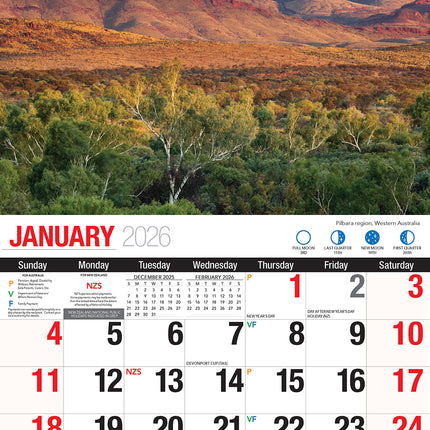 Australian Natural Wonders 2026 Rectangle Wall Calendar