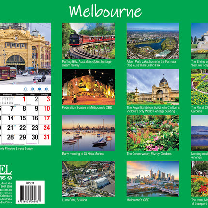 Melbourne 2026 Rectangle Wall Calendar