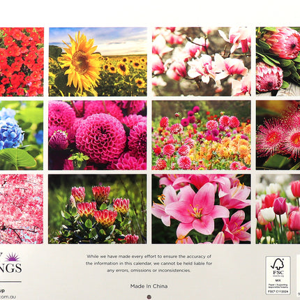 Florals - 2026 Rectangle Wall Calendar 16 Months Hanging Flower Planner New Year