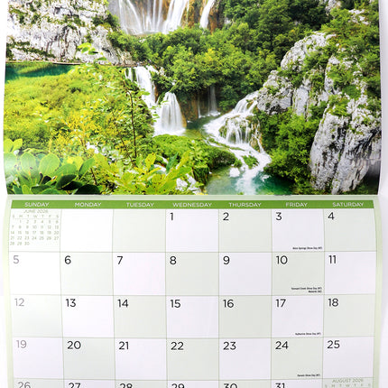 Waterfalls 2026 Rectangle Wall Calendar 16 Months Hanging Planner New Year Gift