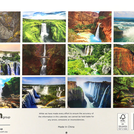 Waterfalls 2026 Rectangle Wall Calendar 16 Months Hanging Planner New Year Gift