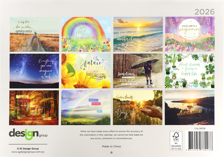 Freshly Picked Words 2026 Rectangle Wall Calendar 16 Months Hanging Planner Gift