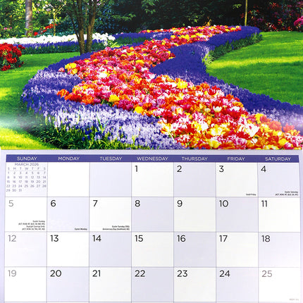Gardens - 2026 Rectangle Wall Calendar 16 Months Hanging Planner New Year Gift