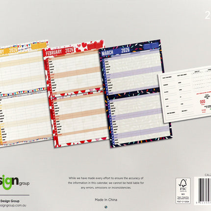 2026 Family Organiser Rectangle Wall Calendar 14 Months Hanging Planner New Year