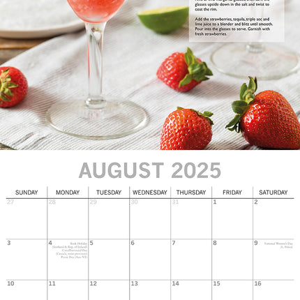 Cocktails 2025 Square Wall Calendar Food 16-Month Christmas Premium Planner Gift