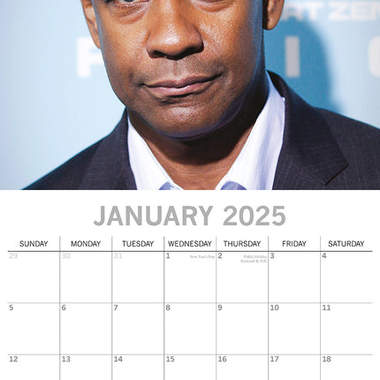Denzel Washington - 2025 Square Wall Calendar 16 Months New Year Planner Gift