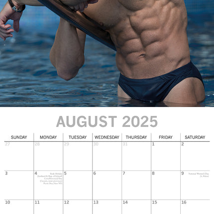 Hunks in Trunks 2025 Square Wall Calendar 16 Months Xmas New Year Planner Gift