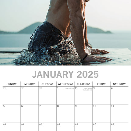 Hunks in Trunks 2025 Square Wall Calendar 16 Months Xmas New Year Planner Gift