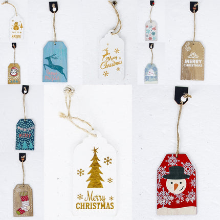 8x Christmas Wooden Sign Plaque Tree Pendants Xmas Hanging Ornaments Home Decor - Zmart Australia