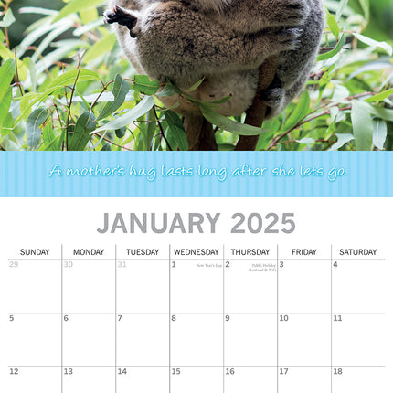 Mother's Love - 2025 Square Wall Calendar Pets Animals 16 Months Planner Gift