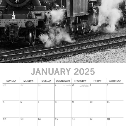 Steam Trains 2025 Square Wall Calendar 16 Months Premium Planner Christmas Gift