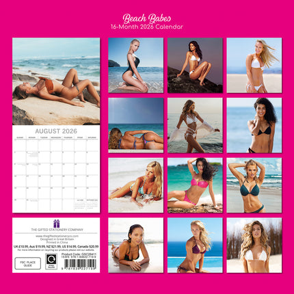 Beach Babes - 2026 Square Wall Calendar 16 Months New Year Premium Planner Gift