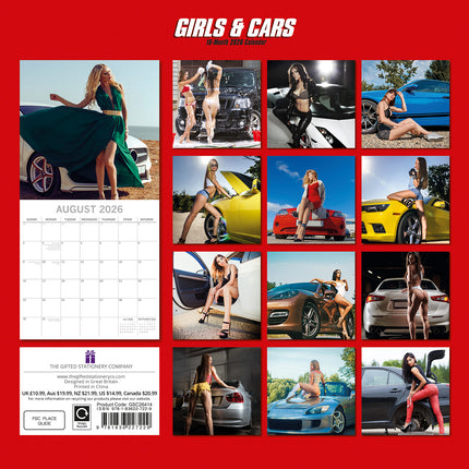 Girls & Cars - 2026 Square Wall Calendar 16 Months New Year Premium Planner Gift