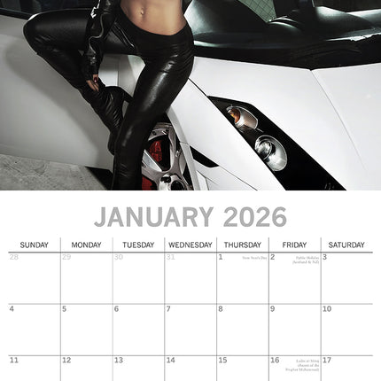Girls & Cars - 2026 Square Wall Calendar 16 Months New Year Premium Planner Gift