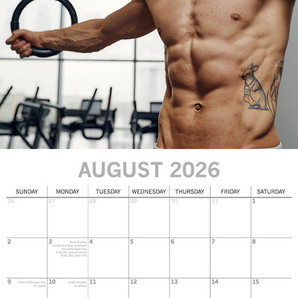 Hot Shirtless Men - 2026 Square Wall Calendar 16 Months New Year Premium Planner