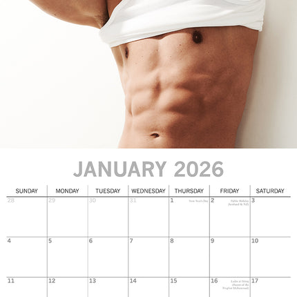 Hot Shirtless Men - 2026 Square Wall Calendar 16 Months New Year Premium Planner