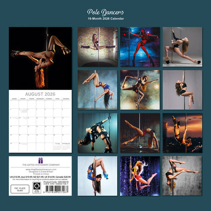 Pole Dancers - 2026 Square Wall Calendar 16 Months New Year Premium Planner Gift