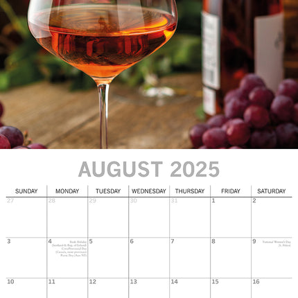 Wine 2025 Square Wall Calendar Food 16 Month Premium Planner Xmas New Year Gift