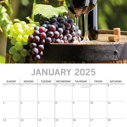 Wine 2025 Square Wall Calendar Food 16 Month Premium Planner Xmas New Year Gift