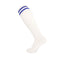 White Knee High Socks with Blue Stripes - Athletic Sports Socks for Men, Women & Youth