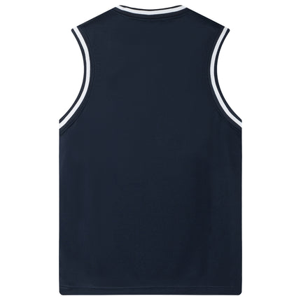 Adults Unisex Men's Plain Basketball Jersey Shirt Singlet Gym Sports Basic Tops - Navy