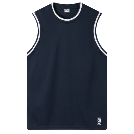 Adults Unisex Men's Plain Basketball Jersey Shirt Singlet Gym Sports Basic Tops - Navy