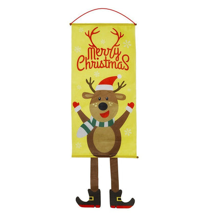 Christmas Hanging Banner Flag Door Window Decor Santa Reindeer Snowman Ornaments - Zmart Australia