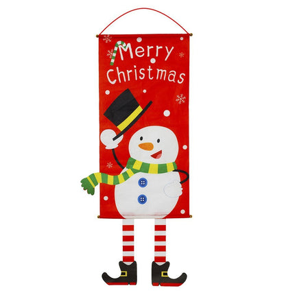 Christmas Hanging Banner Flag Door Window Decor Santa Reindeer Snowman Ornaments - Zmart Australia