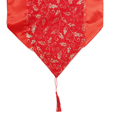 Christmas Organza Table Runner w Sequin Glitter Floral Banquet Party Decoration
