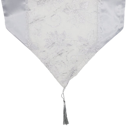 Christmas Organza Table Runner w Sequin Glitter Floral Banquet Party Decoration