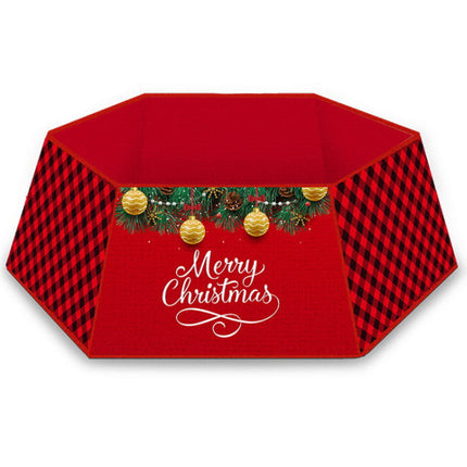 Christmas Tree Base Collar Skirt Cover Cartoon Santa Snowflakes Home Party Decor