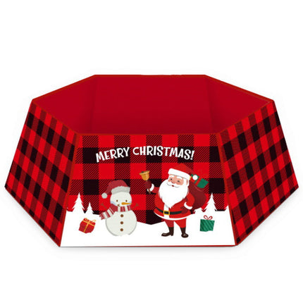 Christmas Tree Base Collar Skirt Cover Cartoon Santa Snowflakes Home Party Decor