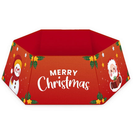 Christmas Tree Base Collar Skirt Cover Cartoon Santa Snowflakes Home Party Decor