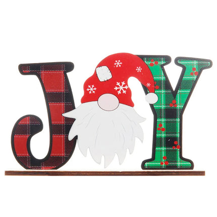 Christmas Wooden Stand Sign Plaque Plaid Santa Gift Home Ornament Xmas D???cor