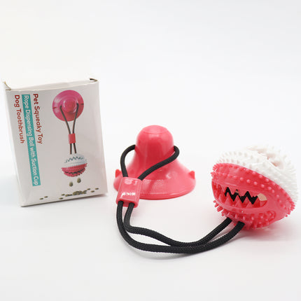 Interactive Suction Cup Dog Toy โ Treat Dispensing Chew Toy w Bell | Dental Care & Puzzle Tug Toy