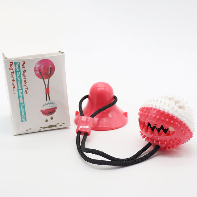 Interactive Suction Cup Dog Toy – Treat Dispensing Chew Toy w Bell | Dental Care & Puzzle Tug Toy