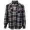 Mens 100% Cotton Long Sleeve Flannelette Shirt Check Flannel Polar Fleece Jacket - Black