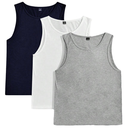 100% Cotton Singlet Muscle Tank Gym, Training, Workout & Running Breathable Top For Men - Navy
