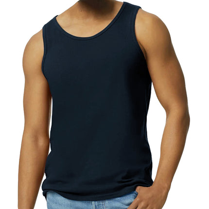 100% Cotton Singlet Muscle Tank Gym, Training, Workout & Running Breathable Top For Men - Navy