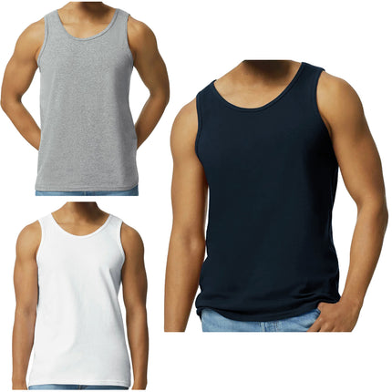 100% Cotton Singlet Muscle Tank Gym, Training, Workout & Running Breathable Top For Men - Navy