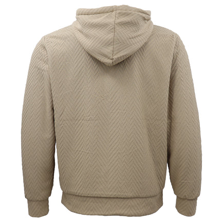 Khaki Sherpa Lined Men's Winter Jacket Coat - Full Zip Jacquard Hoodie