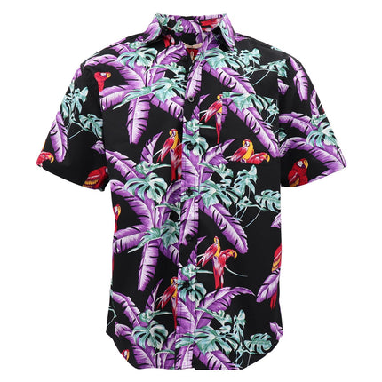 100% Cotton Adults Hawaiian Beach Shirt Casual Tee Tops - Eclectus Parrots