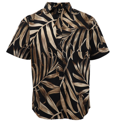 100% Cotton Adults Hawaiian Beach Shirt Summer Casual Tee Tops - Palm Leaf