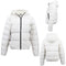 Women's Full Zip Hooded Puffer Jacket w Zip Up Pockets Thick Puffy Quilted Coat - Cream