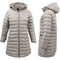Women's Longline Padded Hooded Jacket Puffer Puffy Quilted Windproof Zip Coat - Grey