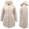 Women's Longline Padded Hooded Jacket Puffer Puffy Quilted Windproof Zip Coat - Khaki
