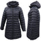 Women's Longline Padded Hooded Jacket Puffer Puffy Quilted Windproof Zip Coat - Navy