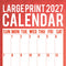 Large Print Calendar 2027 Premium Square Wall Calendar cover